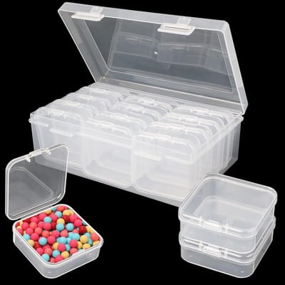 Organiseer je kralen met 13-delige opbergdoos, kunststof mini opbergboxen met scharnierend deksel, rechthoekige knutseloplossing voor sieraden en kleine items