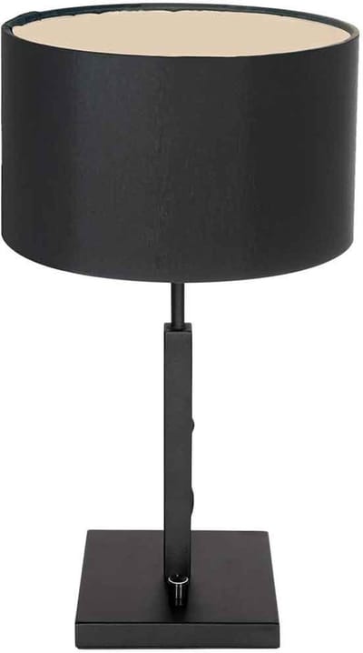Zwarte tafellamp Stang 7197ZW van Steinhauer - Modern met metalen voet en textiele kap van 20 cm diameter voor binnengebruik