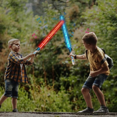 Dailygoody - Lichtzwaard - Duel met Geluidseffecten - Intrekbaar - LED - Cosplay - Voor Kinderen en Volwassenen - 12 Kleuren