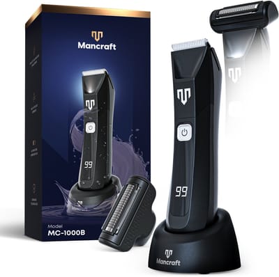 Mancraft Bodygroomer Mannen - Met Precisie Opzetstuk - Extra Veilig - Waterdicht - 2 Lengtekammen - Trimmer voor Lichaam en Schaamstreek - Schaamhaar Trimmer