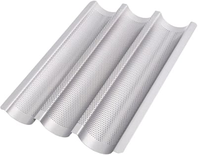 Baguettebakvorm (38,5 x 28,5 cm), geschikt voor 3 baguettes, met antiaanbaklaag, baguettevorm, baguettebakplaat.