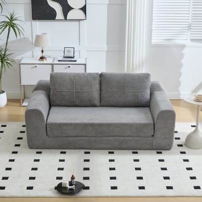 MODFU Vloerslaapbank - 2-In-1 Inklapbaar - Modern - Voor Woonkamer - Stof - Donkergrijs - 179 X 95 X 79 Cm