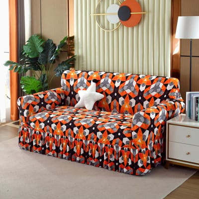 Jupe à volants élastique housse de canapé tout compris pour salon housse de canapé en spandex housse de meuble sectionnel 1/2/3/4 places 1-Seat90-140cm black