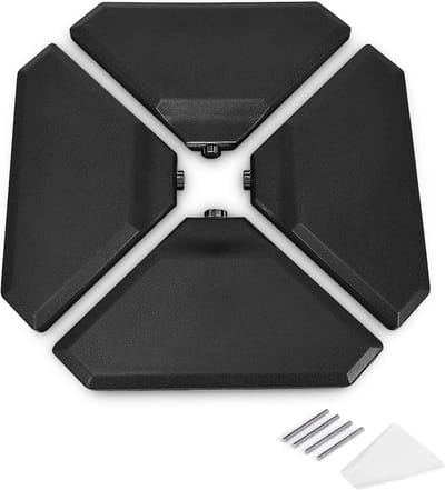 4-delige parasolstandaard, parasolstandaard, 70 kg vulbaar, marktparasolvoet, balkonparasolvoet voor buiten, terras, erf 90 x 90 cm