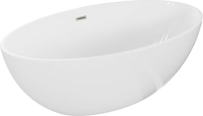 Mexen Nike vrijstaande badkuip 175 x 100 , wit, overloop geborsteld nikkel - 54071751000-97
