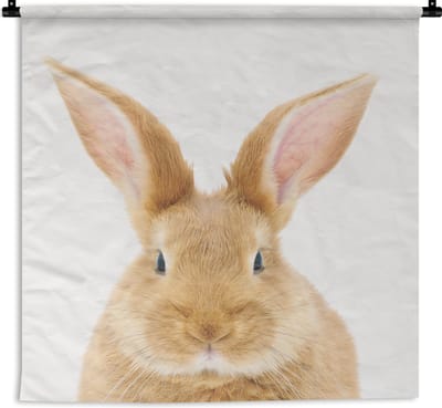 Wandkleed Animalprintshop - Konijn - Portret dierenprint kinderkamer Wandkleed katoen 60x60 cm - Wandtapijt met foto
