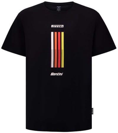 Santini Pirelli Tape T-shirt Met Korte Mouwen Zwart XL