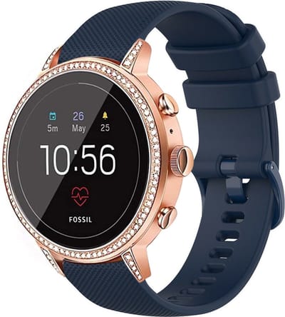 Strap-it Siliconen bandje 18mm - geschikt voor Fossil Gen 5e 42mm / Gen 6 42mm - Huawei Watch GT 4 - 41mm - Huawei Watch GT 5 - 41mm / GT 5 Pro - 42mm - Withings ScanWatch 2 - 38mm / ScanWatch Light / Steel HR 36mm - donkerblauw