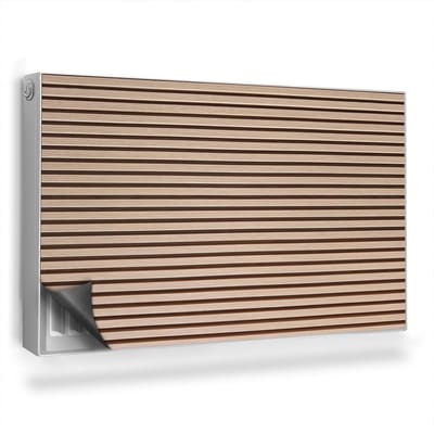 Wallfluent Magnetische Radiatorfolie - Radiatorbeschermer Magnetisch - 100x60 cm - Lichte Natuurlijke Houten Lamellen, Vlak - Radiatorbekleding Max Temperatuur 60 Graden - Beige Horizontale Lamellen Radiator Mat Bescherming Tegen Krassen