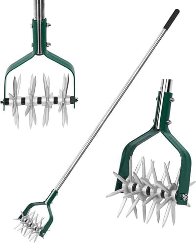 Rotatiecultivator met Verstelbare Handgreep en Metalen Tanden voor Tuin en Gras