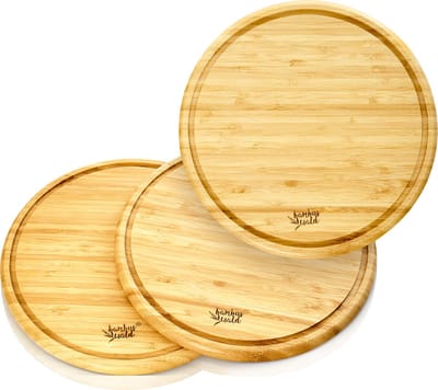 bambuswald© ecologische ontbijtplankjes Ø25cm in 3-delige set | Ontbijtplanken van 100% bamboe - mesvriendelijke & onderhoudsvriendelijke keukenplanken! Snijplanken serveerplanken houten plank