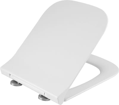 Toiletdeksel, wc-bril met softclosemechanisme, antibacterieel, Quick-Release voor eenvoudige reiniging, montage van bovenaf onderaan, verstelbare scharnieren, vierkant wit