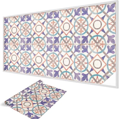 Wallfluent Glas in Lood Raamfolie - Kleurrijke mozaïeken Raamfolie Glas in Lood - 200x100 cm - Beige Zelfklevende Raamfolie Glas in Lood - Melkglas Folie met Glas in Lood Effect - Voor de woonkamer, voor het kantoor, voor de hal