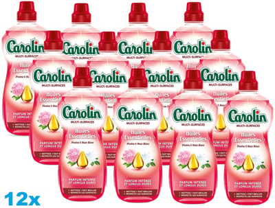 Carolin Allesreiniger Pioenroos & Witte Musk – 12 x 1L – Multi-Surface Reiniger – Krachtige Reiniging