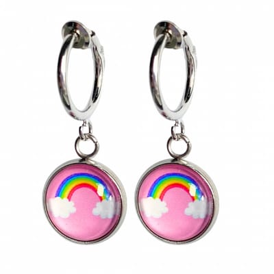 Klem oorbellen -regenboog -zilverkleur-geen gaatje-Charme Bijoux