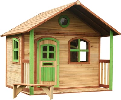 AXI Milan Speelhuis in Bruin/Groen - Speelhuisje voor de tuin / buiten - FSC hout - Tuinhuisje met veranda voor kinderen - 10 jaar garantie