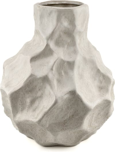 HomeBound by KY | Aardewerk vaas unique beige | 19,5x19,5x22,5cm | bloemenvaas keramiek off-white