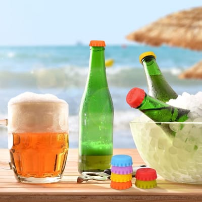 Wijnstopper Siliconen Set - Luchtdicht Afsluiten - BPA-vrij Flexibel Materiaal - Herbruikbare Flessenstopper - Voor Wijn Bier Frisdrank - Bottle Cap Set Wijn Afsluiter Flessendop