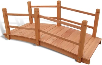 Tuinbrug Decoratie - Vijverbrug Hout - Romantische Sfeer - Dubbele Leuning - 140 cm Lengte