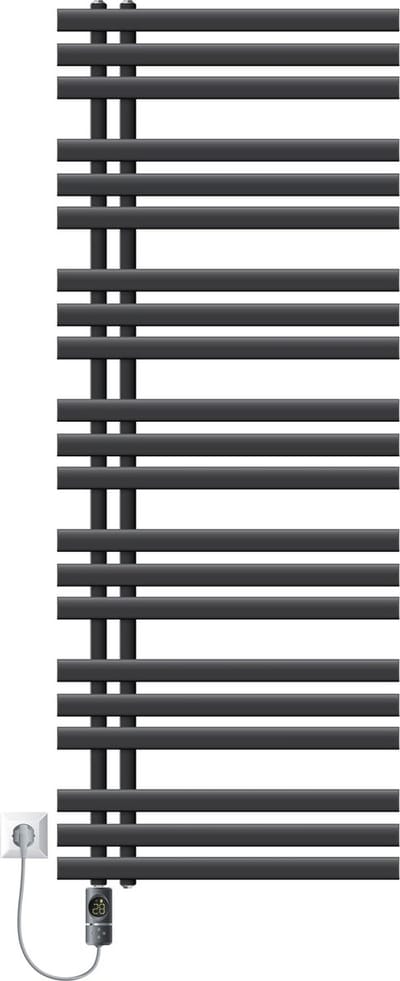 Badkamerradiator middenaansluiting 600x1600 mm antraciet met verwarmingselement 1200W LuxeBath