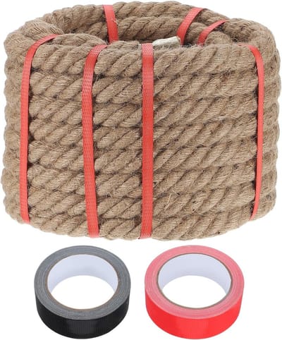 Dik jute touw van 2,3 cm x 112 m, natuurlijk en gedraaid, ideaal voor handwerk, tuinieren en decoratie