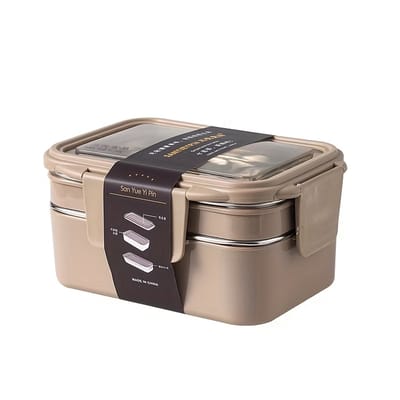 Draagbare Roestvrijstalen Lunchbox met Compartimenten – Vierkante, Lekvrije box voor Volwassenen en Kantoor