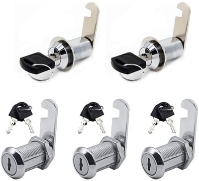 Dailygoody - 5 Stuks Brievenbusslot - Veiligheidscamsloten - Ideaal voor Kast en Lade - Zilver - Sleutels Inclusief - Voor Beveiliging - Geschikt