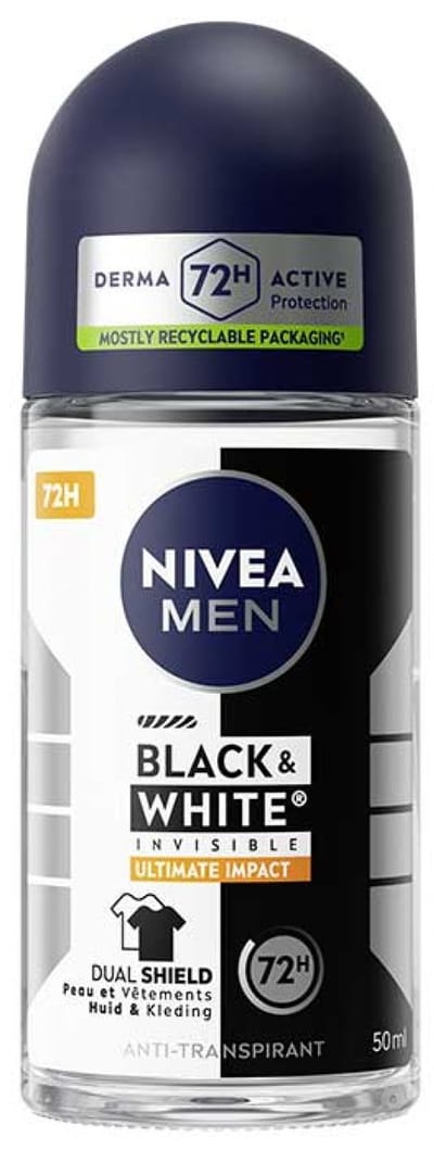 Nivea Men Black & White Invisible Ultimate Impact Anti-Transpirant 72H Roll-On 50 ml
