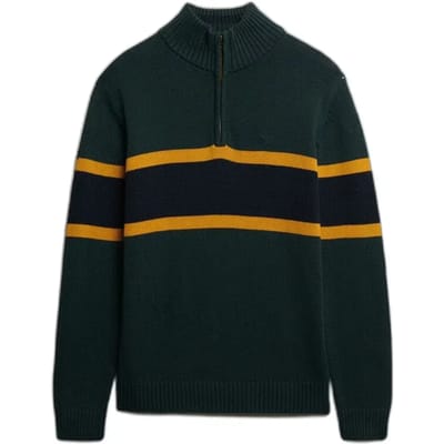 Superdry - Katoenen Gestreepte Trui Met Halve Rits - Heren - Sweaters