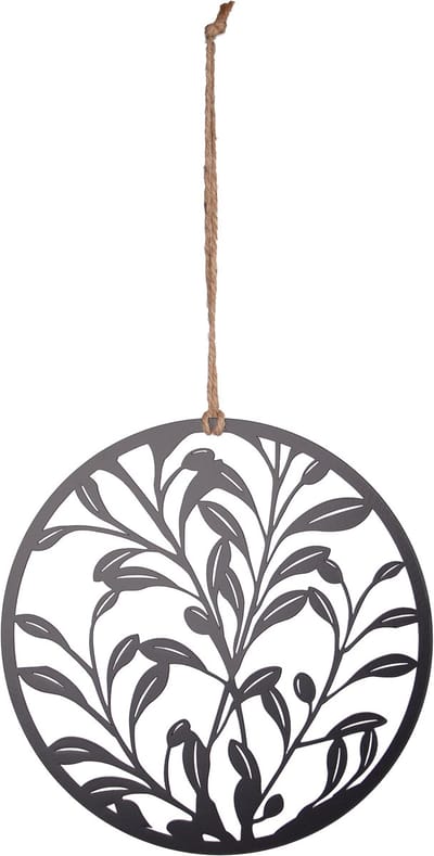 UNUS® Hangers olijfbladeren ornament metaal 25cm zwart decoratie voor ramen of muren