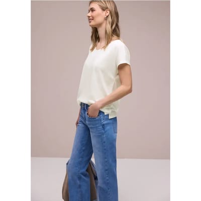 Shirt met overhangende schouders in linnenlook