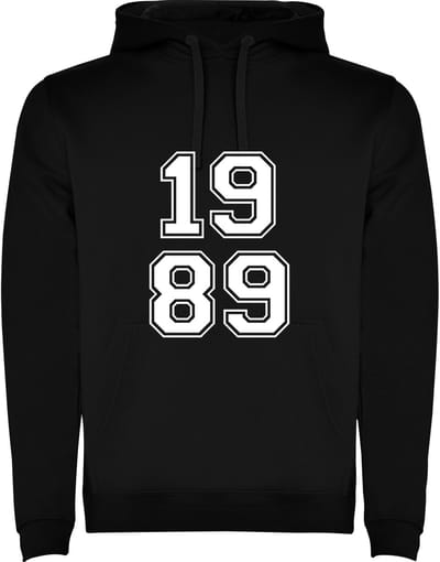 Zwarte Hoodie Varsity College Cijfers 1989 - Cijfers Wit - Opvallend Stoer - Mooi Maat M