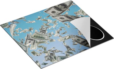 Chefcare Inductie Beschermer Dollarbiljetten in de Lucht - Geld - 60x50 cm - Afdekplaat Inductie - Kookplaat Beschermer - Inductie Mat