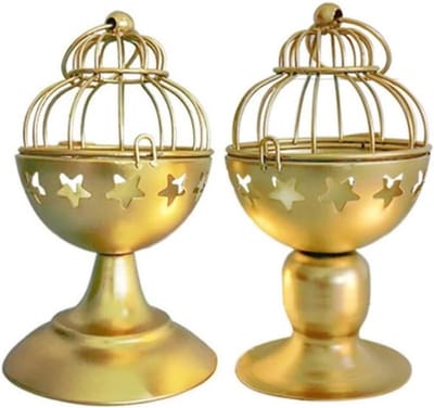 Decoratieve Kaarsenhouder Set van Messing in Stervorm - Gouden Votive en Tealight Houder voor Kerst, Bruiloft en Tafeldecoratie - Set van 2 voor Thuisdecoratie