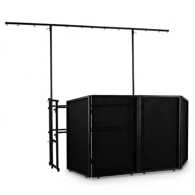 Vonyx mobiele DJ Booth met meubel, scherm en lichtbrug - Zwart