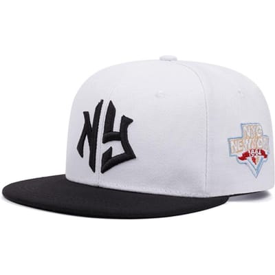 Nouveau Chapeau à Bord Plat Lettre Ny1664 Brodé Loisirs Extérieur Trajet Chapeau Pare-soleil Rue Pop Hiphop Chapeau Casquette de Baseball Unisexe white