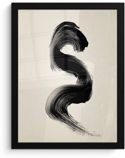 Poster in lijst - Fotolijst 30x40 cm - Posters - Penseelstreek - Zwart - Minimalistisch - Posterlijst zwart - Decoratie - Wanddecoratie woonkamer - Muurdecoratie slaapkamer