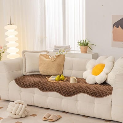 Speciaal gevormd High-end Sofakussen Effen Kleur Pluche Ruit Leer Zitkussen Antislip Onregelmatig Nieuwe Bekleding Stof 80*90cm