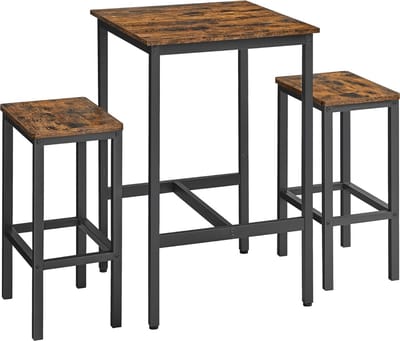 MIRA Home - Eettafel - Stoelen Set - Eetkamer - Woonkamer - Vintage - 60x60x90