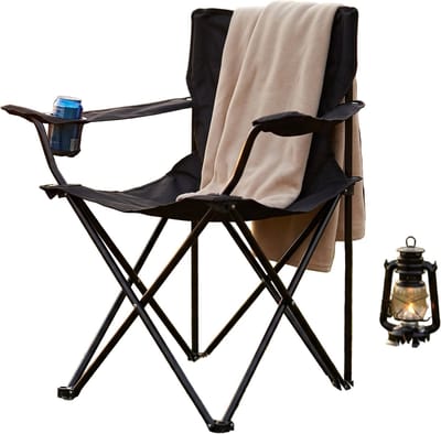 Lomera Vouwstoel - Campingstoel - Kampeerstoel - Klapstoel - Strandstoel - Opvouwbaar met Bekerhouder en Draagtas - Tuinstoel - Picknickstoel - Visstoel - Metalen Frame - Inklapbaar - Festival