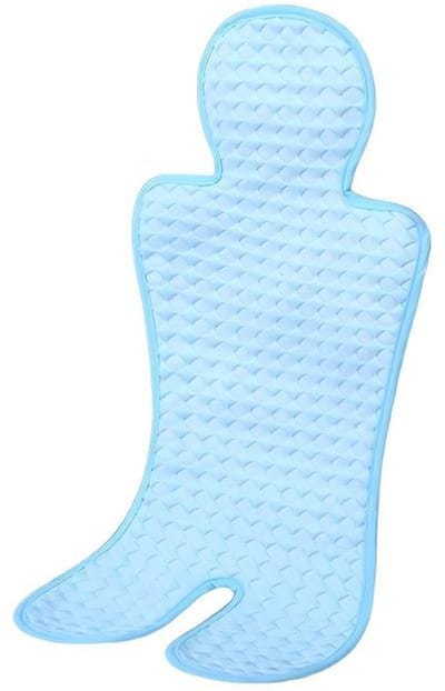 Koelmatje voor kinderwagen – Koelmatje voor autostoeltje – Ademend koelmatje – Geschikt voor warm weer – S-vormig koelmatje – blauw