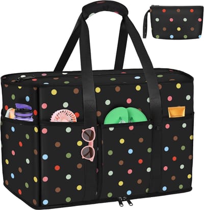 SnelShoppen - Grote Waterdichte Strandtas Dames XXL met Ritssluiting, Opvouwbare Badtas voor Strand, Zwembad, Picknick en Reizen - 50 x 35 x 20 cm, Sh