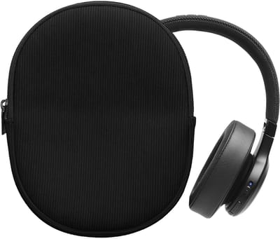 kwmobile headset case geschikt voor JBL Tune 600 / 500BT / 510BT / 450 hoes - 22,5 x 17 cm - Koptelefoon cover met rits - Neopreen en ribfluweel - In zwart