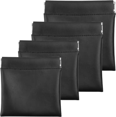 Mini Leren Portemonnees Set van 4, Muntzak en Make-up Tas voor Dames en Heren, Sleutelhanger voor Sieraden en Accessoires Opslag
