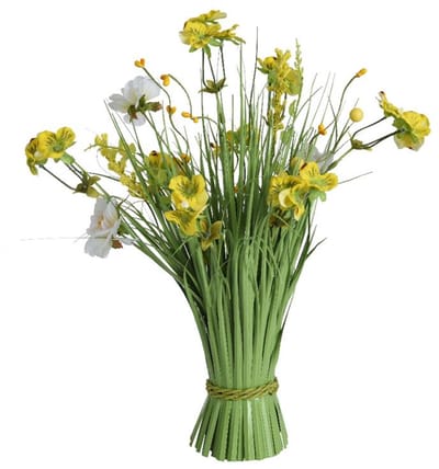 Kunstbloem boeket h40cm geel/wit