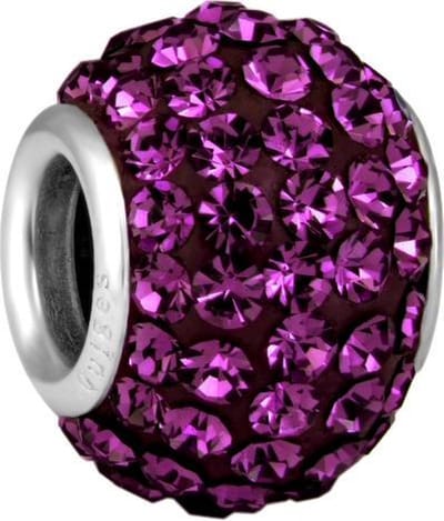Quiges - 925 - Zilveren - Bedels -Sterling zilver - Beads - Zirkonia Roze Kraal Charm - Geschikt – voor - alle bekende merken - Armband Z201