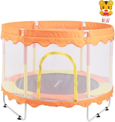 FOXSPORT Trampoline - inclusief veiligheidsnet - 150cm - oranje - trampoline voor kinderen - huishoudelijk speelgoed - tot 100kg