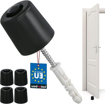 Deurstoppers Set - Vloer stoppers - Muren beschermen - Rubberen schokabsorptie - 43 mm hoog - Zwart