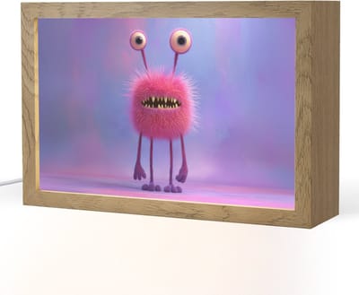 Nachtlampje 30x20 cm - Kinder lampje - Monster - Roze - Paars - Tafellamp kinderkamer - Slaapkamer lamp - Bedlamp kinderen - Kinderlampje stopcontact - Wandlamp babykamer - Nachtlampjes