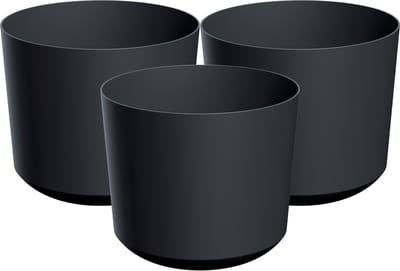 Prosperplast Plantenpot/bloempot Babylon - 3x - kunststof - buiten/binnen - antraciet grijs - D12 x H12 cm